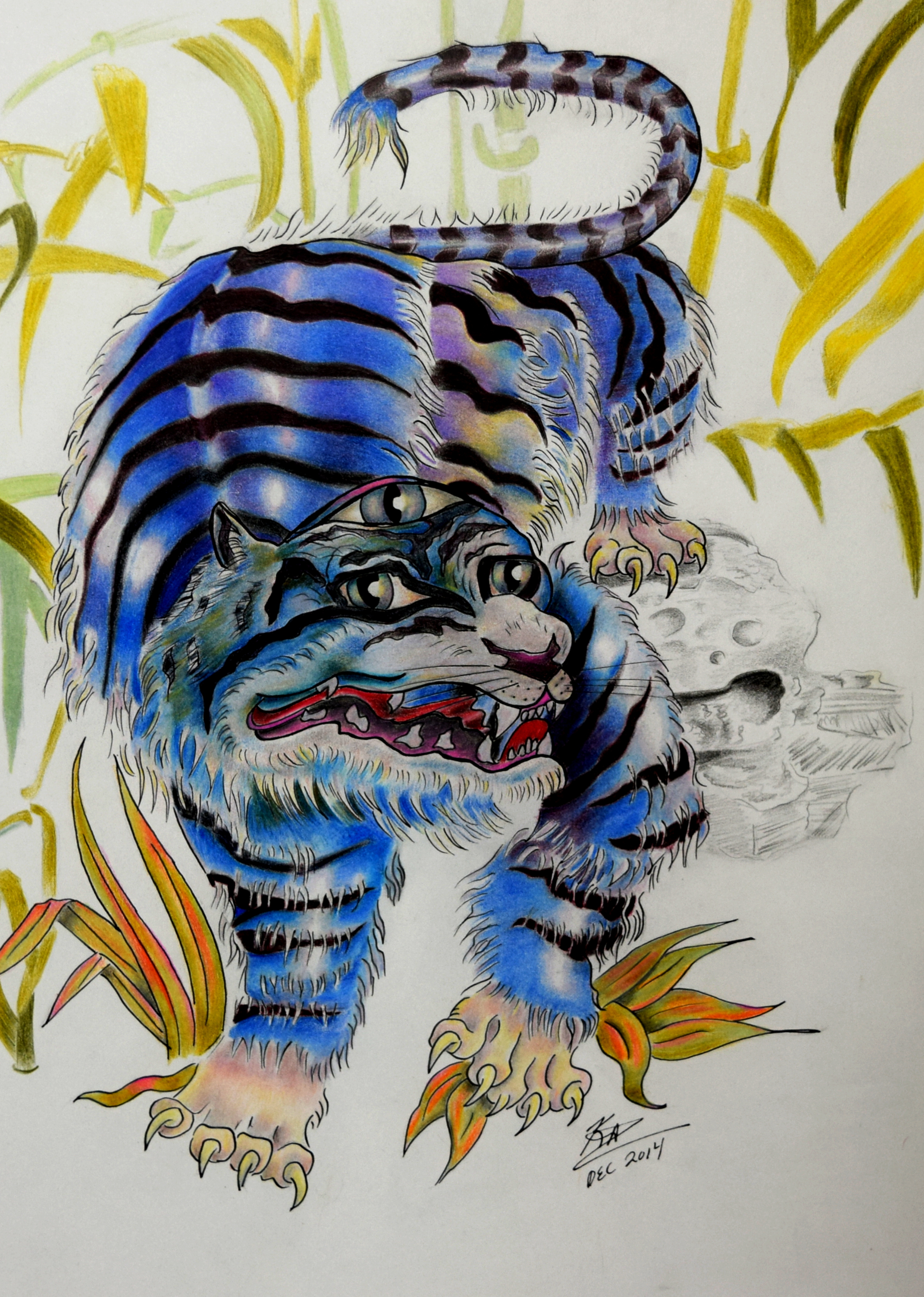 Third Eye Blue Tiger Asian Inspired