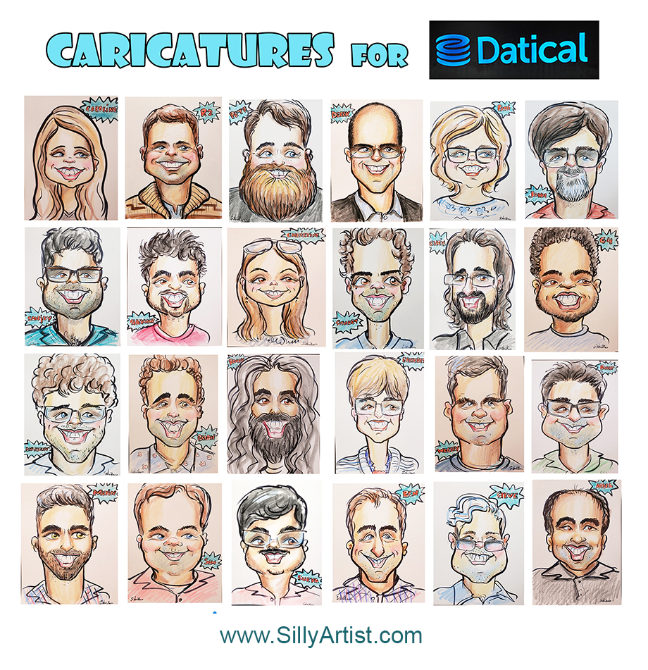 corporate company caricatures in austin artist book